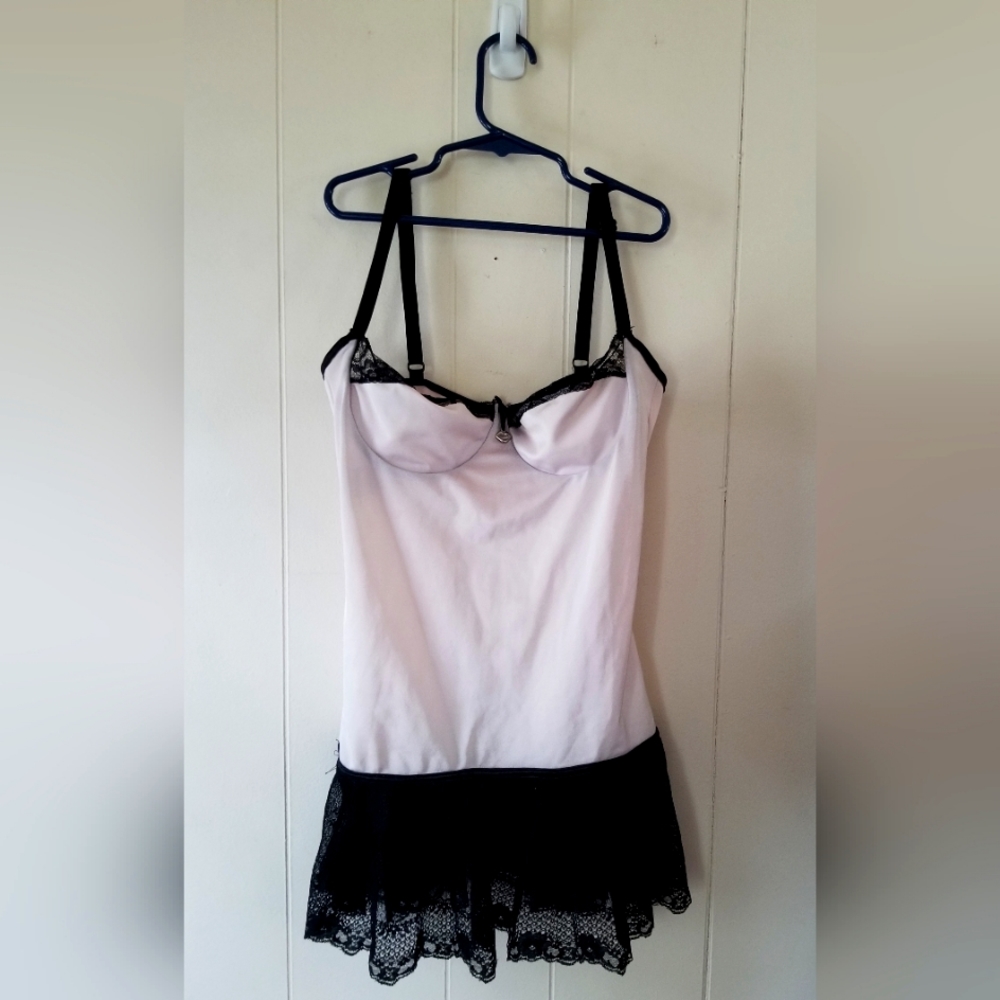Coquette Cream & Black Lace Top L